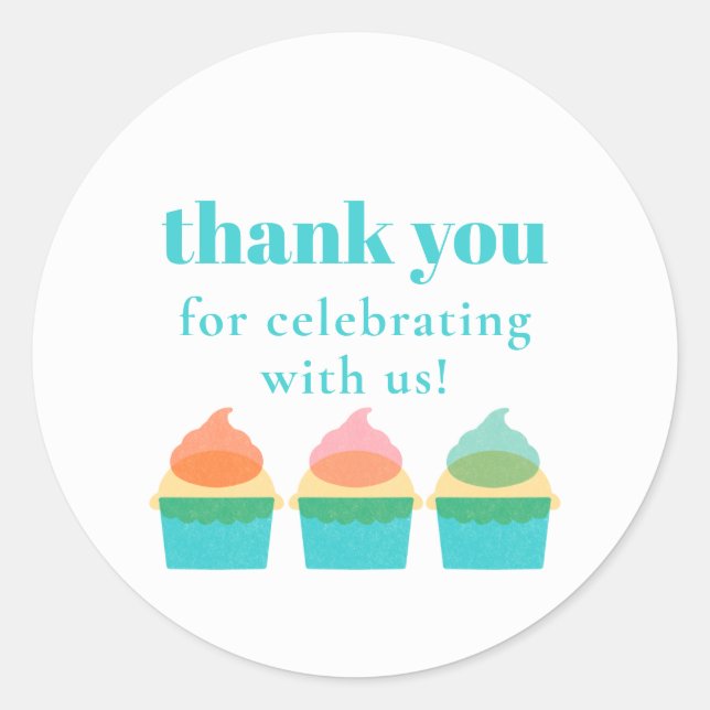 Adesivo Cute Thank You Modern Whimsical Birthday  (Frente)