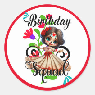 Adesivo Cute Tinta Doce de Crânio de Aniversário
