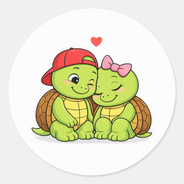 Adesivo Cute turtle duo in love (Frente)