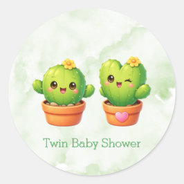 Adesivo Cute Twin Cactus Baby Shower