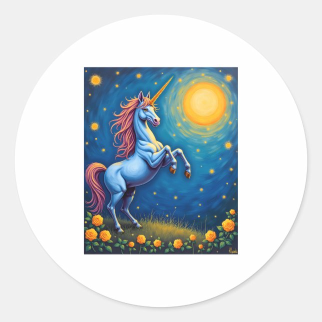 Adesivo Cute Unicorn Starry Night (4) (Frente)