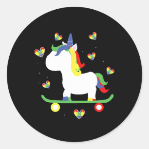 Adesivo Cute Unicórnio Autista de Skate Magia Corações
