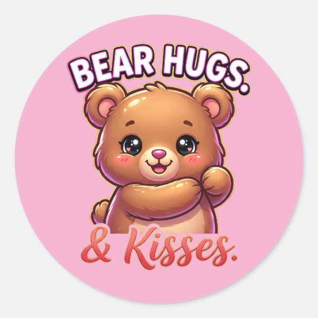Adesivo Cute Valentine Bear – Bear Hugs & Kisses (Frente)