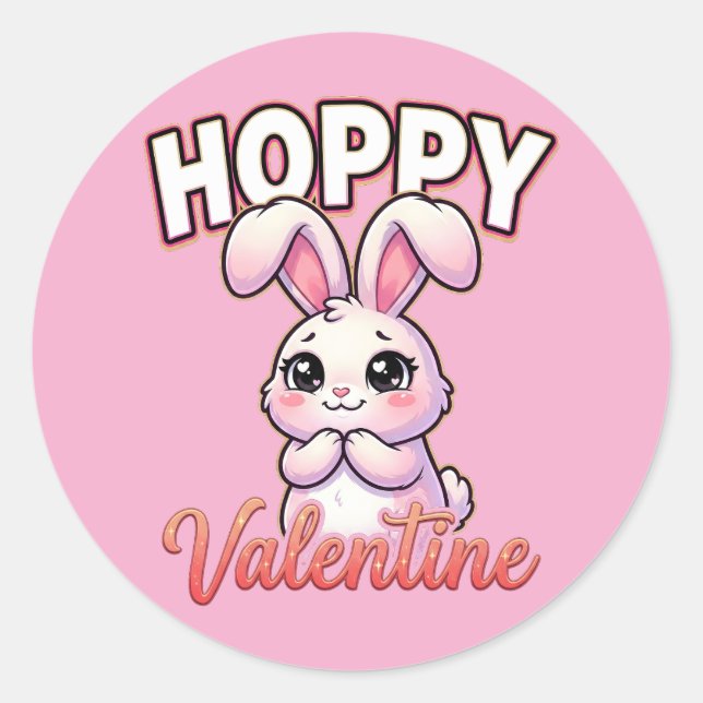 Adesivo Cute Valentine Bunny – Hoppy Valentine (Frente)