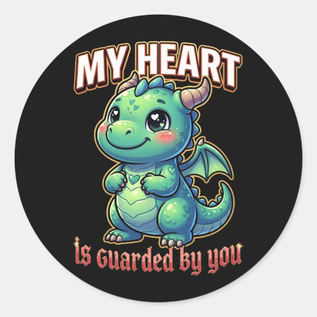 Adesivo Cute Valentine Dragon – My Heart Is Guarded by You (Frente)