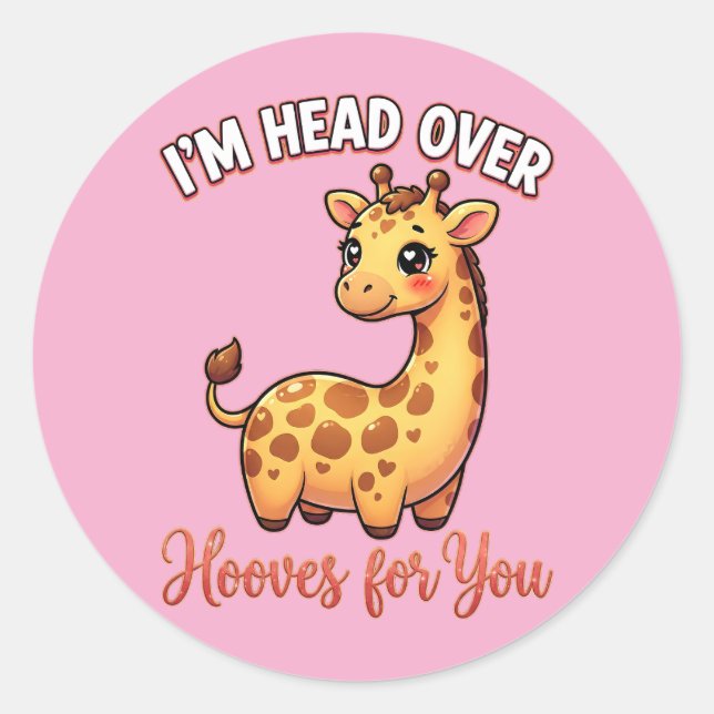 Adesivo Cute Valentine Giraffe – Head Over Hooves for You (Frente)