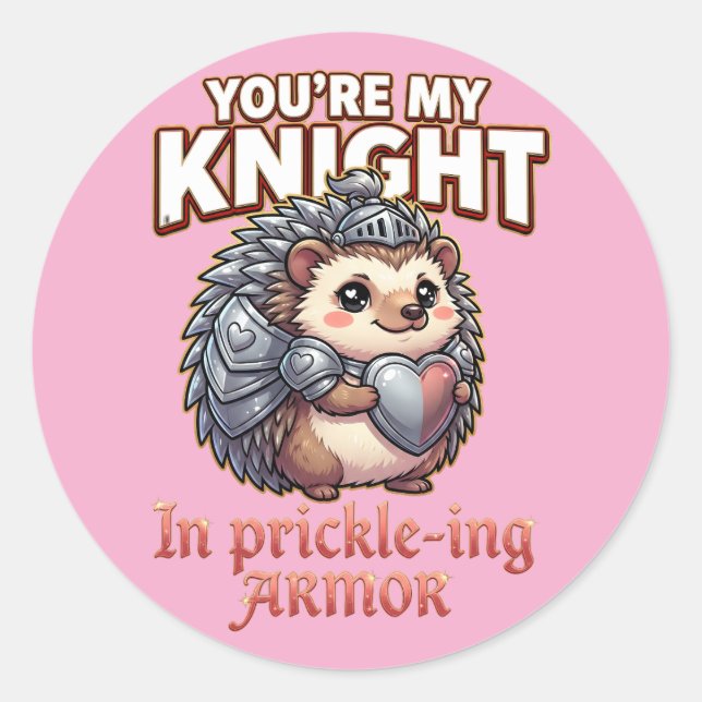 Adesivo Cute Valentine Hedgehog – Knight in Prickly Armor (Frente)
