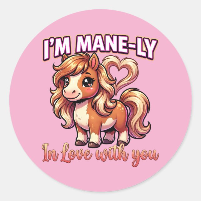 Adesivo Cute Valentine Horse – I’m Mane-ly in Love (Frente)