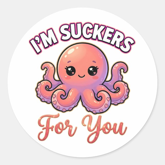 Adesivo Cute Valentine Octopus – I’m Suckers for You (Frente)