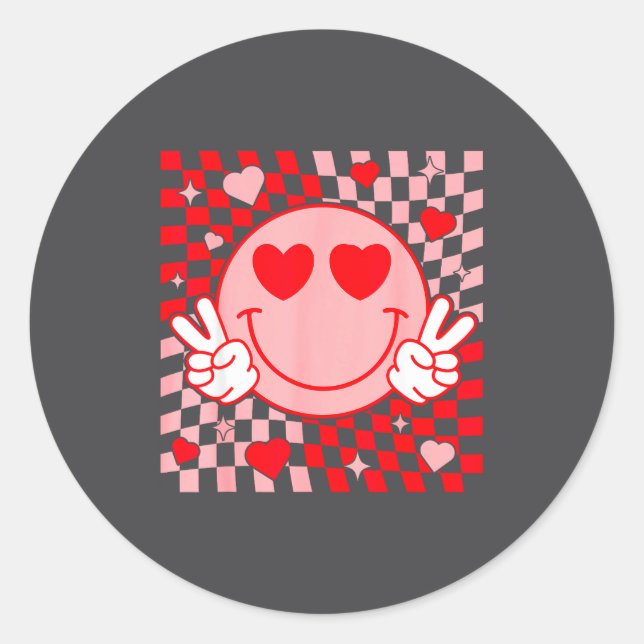Adesivo Cute Valentine Smile Face Smiling Checkered Patter (Frente)