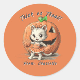 Adesivo Cute Vintage Cat Pumpkin Custom Halloween Spooky