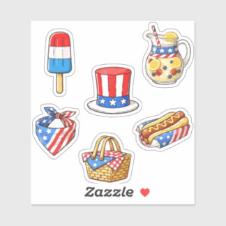 Adesivo Cute Vintage Patriotic Doodle Sticker Sheet