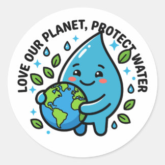 Adesivo Cute Water Drop Earth Day Planet Sticker