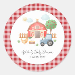 Adesivo Cute Watercolor Barn Farm Animals Baby Shower