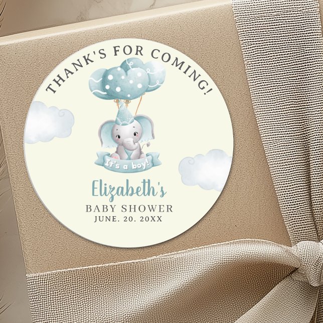 Adesivo  Cute Watercolor Elephant Baby Shower Boy (Criador carregado)