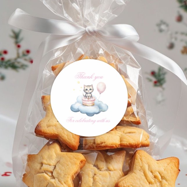 Adesivo Cute watercolor Kitten thank you  (Criador carregado)