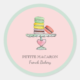 Adesivo Cute Watercolor Macarons cor-de-rosa padaria cor-d