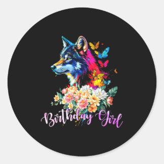 Adesivo Cute Wolf With Flowers For The Birthday Girl Women