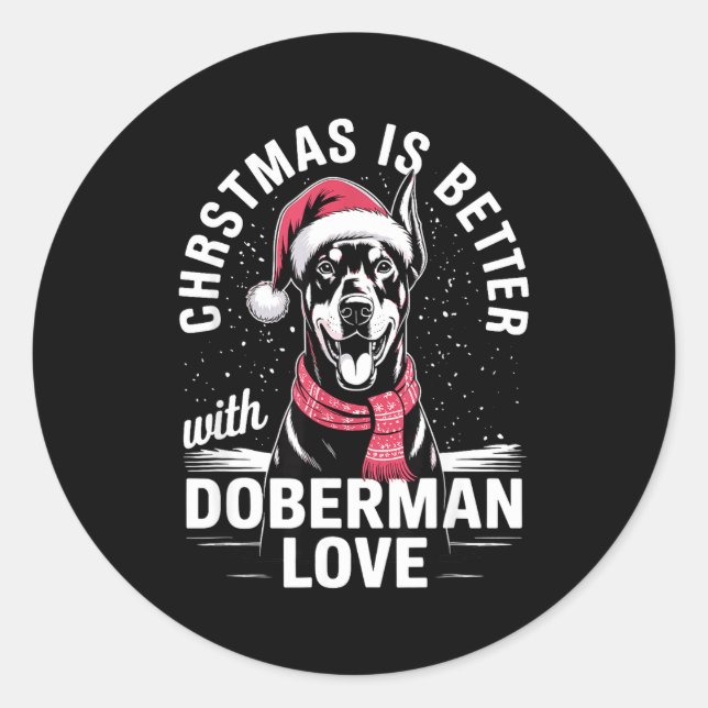 Adesivo Cute Xmas Christmas Is Better With Doberman Nscher (Frente)