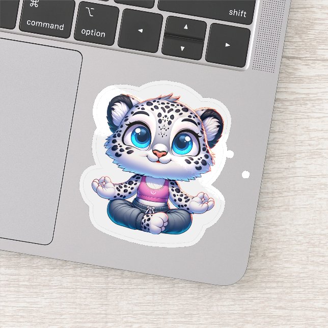 Adesivo Cute Yoga Sport Anime Snow Leopard Stickers (Detalhe)