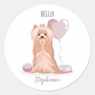 Adesivo Cute Yorkshire Terrier Birthday