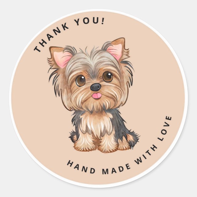 Adesivo Cute Yorkshire Terrier Brown Obrigado (Frente)