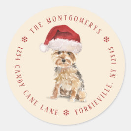 Adesivo Cute Yorkshire Terrier Christmas Return Address