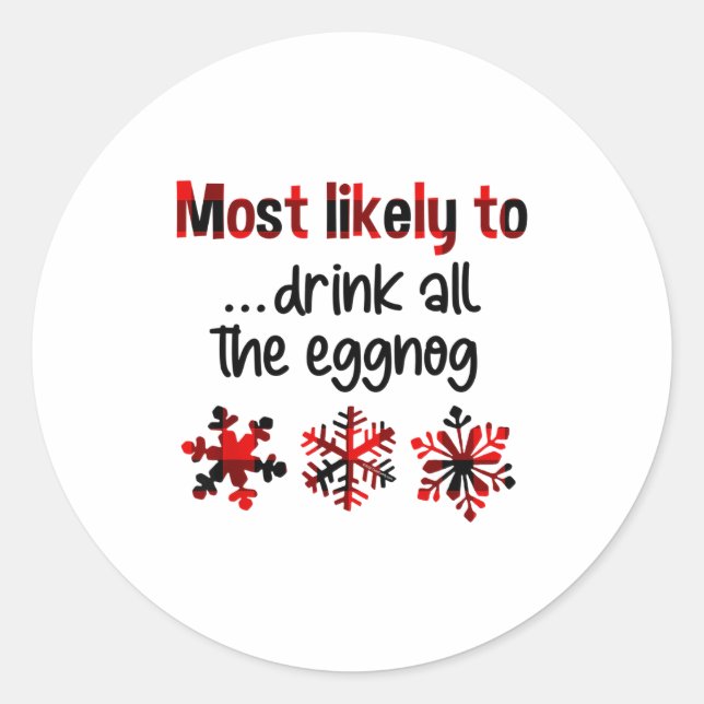 Adesivo Cutecomfy Most Likely To Drink All The Eggnog Chri (Frente)