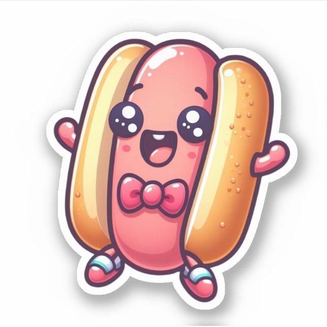 Adesivo Cuteness Overload Kawaii Hotdog (Frente)