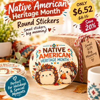 Adesivo Cuteouriço-cacheiro Mês da Herança Nativo American