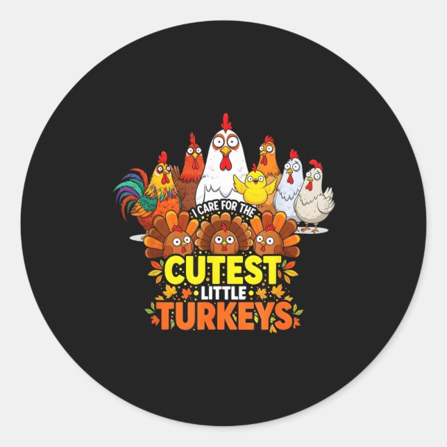 Adesivo Cutest Little Turkeys Funny Thanksgiving Teacher D (Frente)