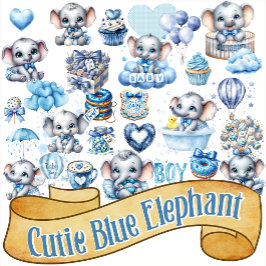 Adesivo Cutie Blue Elephant - Little Peanut