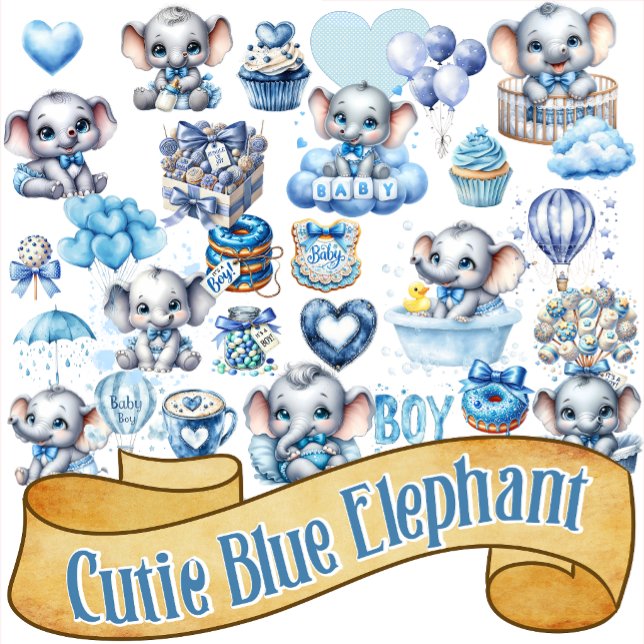 Adesivo Cutie Blue Elephant - Little Peanut (Criador carregado)