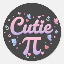 Adesivo Cutie Pi Symbol Math Pun Pink Butterfly Hearts