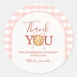 Adesivo CutiePie Pastel Pink Gingham Baby Shower Thank You