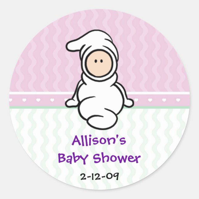 Adesivo Cutietoots Baby in White Chá Favor Sticker (Frente)
