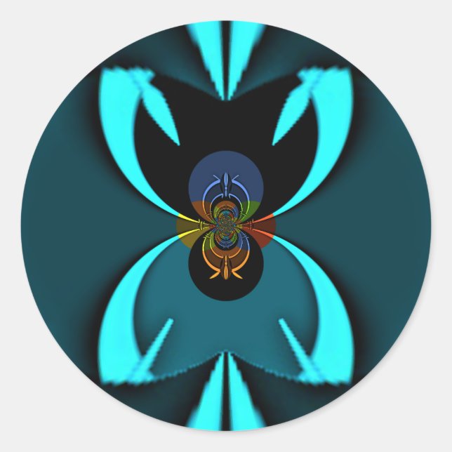 Adesivo Cyan Abstrato Art Impressão (Frente)