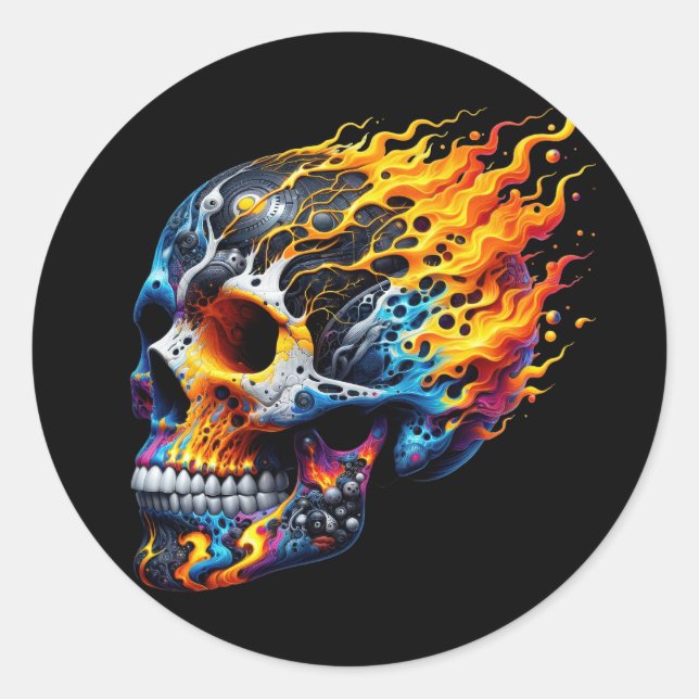 Adesivo Cyber Flame Skull (Frente)