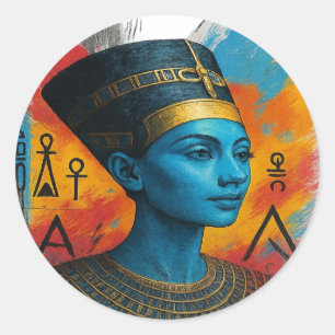 Adesivo Cyber Nefertiti Sticker - Neon Egiptian Decal