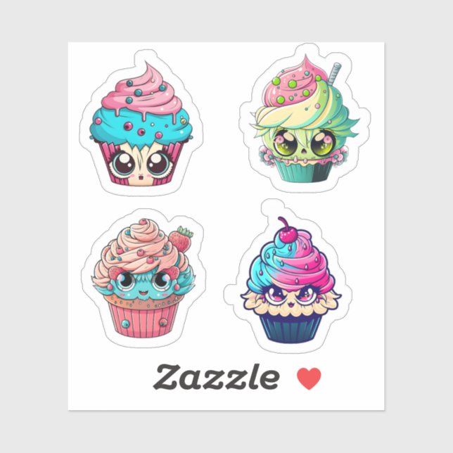 Adesivo Cyberpunk Cupcakes Sticker Pack 2 (Folha)
