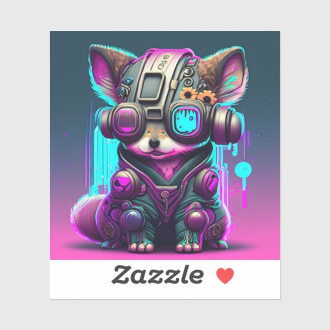 Adesivo Cyberpunk Dog 1 Vinheta de Vinilo com Corte Person (Folha)