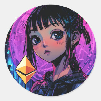 Adesivo Cyberpunk Eethum Waifu Anime Crypto Sticker