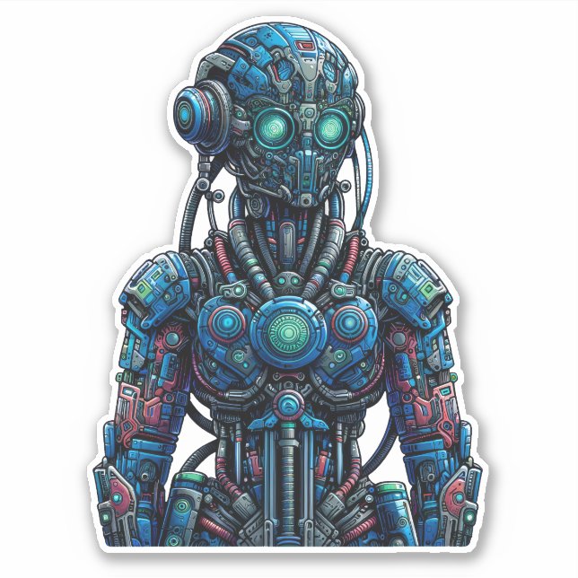 Adesivo Cyborg Robot Sticker Mecânico Futuro (Frente)