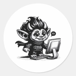 Adesivo Cyborg Troll da Internet Desenho de Arte Vintage W