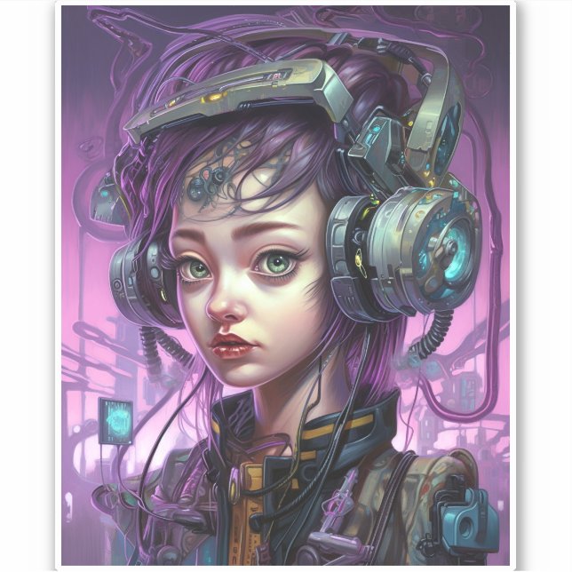 Adesivo Cyborg Woman Science Fiction (Frente)