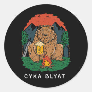 Adesivo Cyka Blyat - Dito Divertido Urso Ussr Russo Acampa