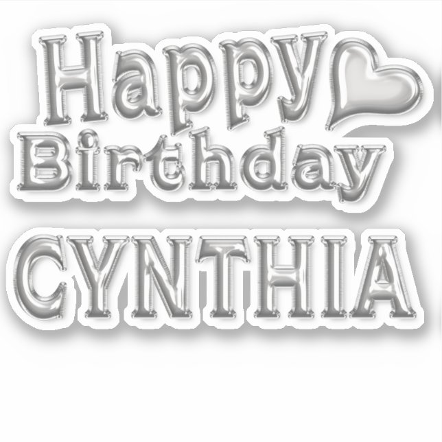 Adesivo Cynthia Happy Birthday silver Aufkleber Sticker (Frente)