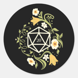 Adesivo D20 Dice of Druid Flowers Tabletop RPG
