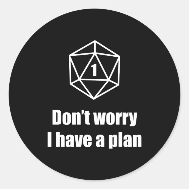 Adesivo D20 Fail Dont Worry I Have A Plan  (Frente)