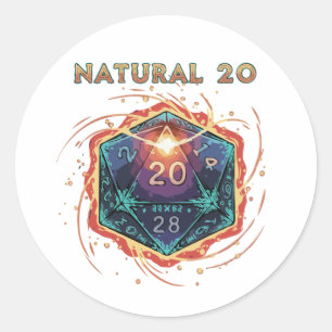 Adesivo D20 Flamejante Natural 20   Crítico Épico de D&D